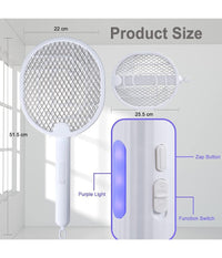 Racchetta Zanzare Elettrica Lampada Antizanzare 2 In 1 Ricaricabile Uv Insetti         