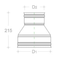 Raccordo inox 6 decimi aisi 304 da f 140 a f variabile, diametro 120mm