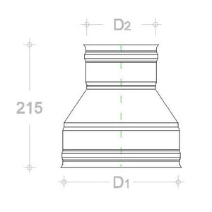 Raccordo inox 6 decimi aisi 304 da f 140 a f variabile, diametro 120mm