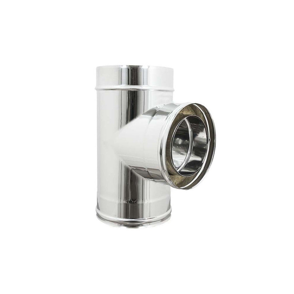 Raccordo inox a tee t doppia parete di 200 - de 250 mm