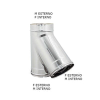 Raccordo inox a y braga a 135° doppia parete di 200 - de 250 mm