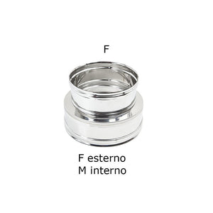 Raccordo inox mono parete f 100mm a doppia parete mf di 100 - de 150 mm