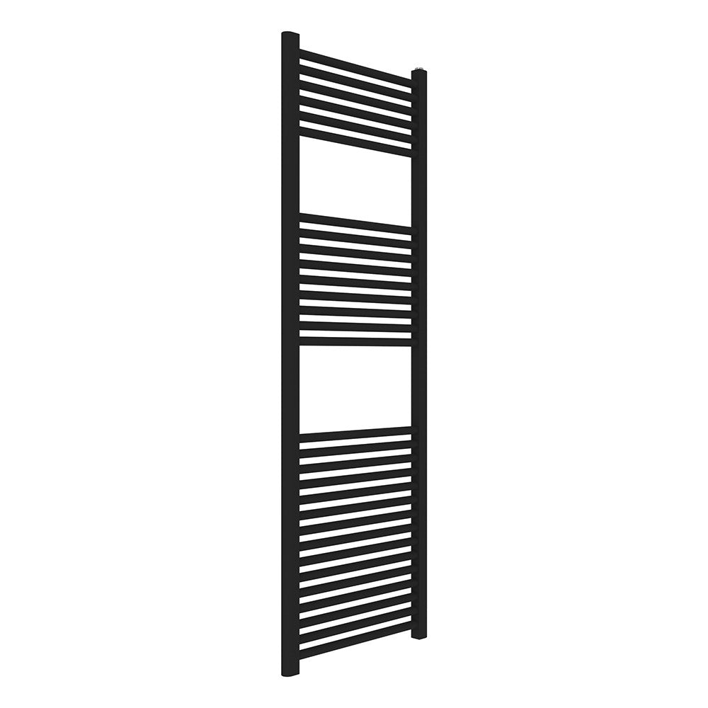 Termoarredo design nero opaco L 50x150 interasse 45 cm con Kit valvole