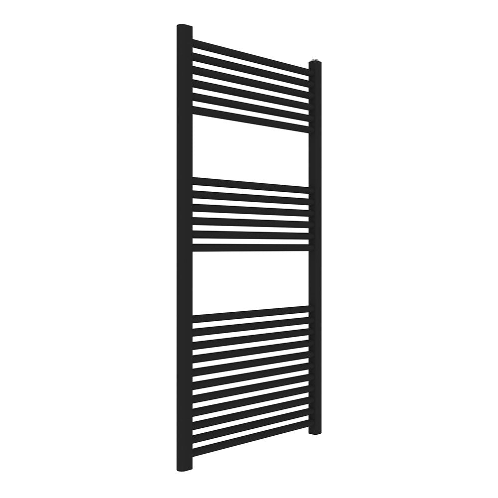 Termoarredo design nero opaco L 60x120 interasse 55 cm con Kit valvole