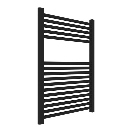 Termoarredo design nero opaco L 60x77 interasse 55 cm completo di valvole