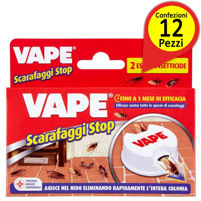 Vape scarafaggi stop confezione da 12 pacchi da 2 esche insetticide ciascuno