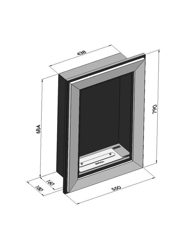RAME 550 - Biocamino da incasso camino a bioetanolo da parete, colori vari - Inox - senza Vetro