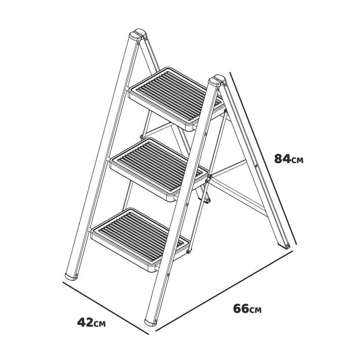 Ranger - Scaletto in acciaio a 3 gradini, pieghevole e leggero