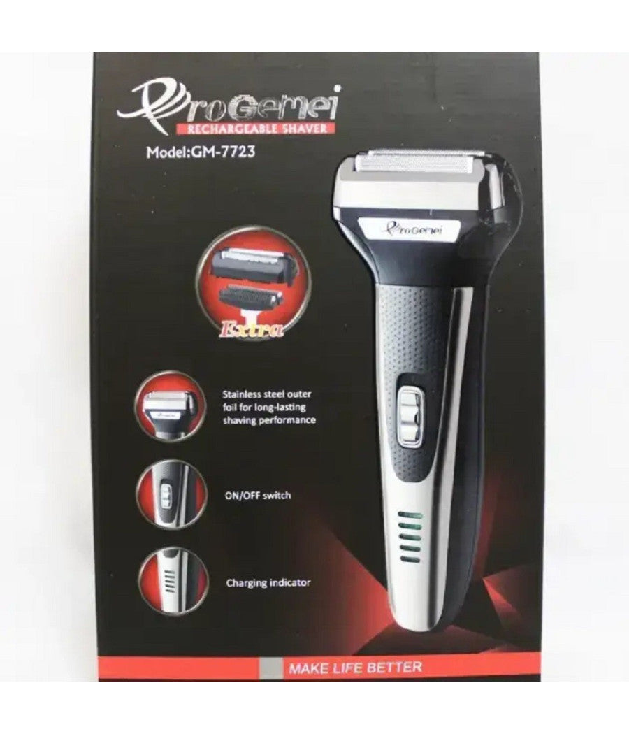 Rasoio Elettrico Regolabarba Rasatura Viso Rifinitore Batteria Senza Fili Gm7723         