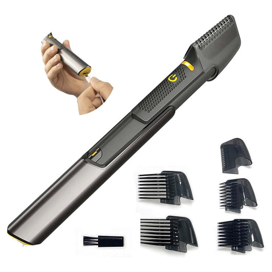 Trade Shop - Rasoio Professionale Elettrico Trim-max Senza Fili Luce Led Kit 5 Testine Barba Capelli         