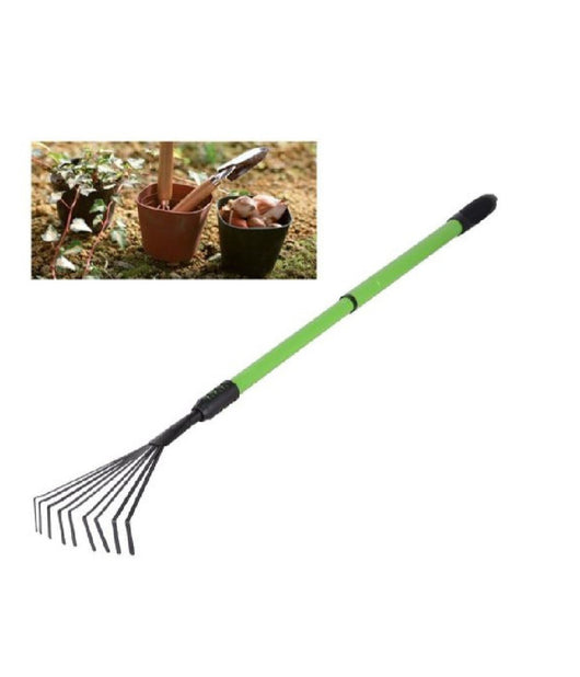 Rastrello A 9 Denti Con Manico Allungabile Attrezzo Per Giardino 75-100 Cm 90075         