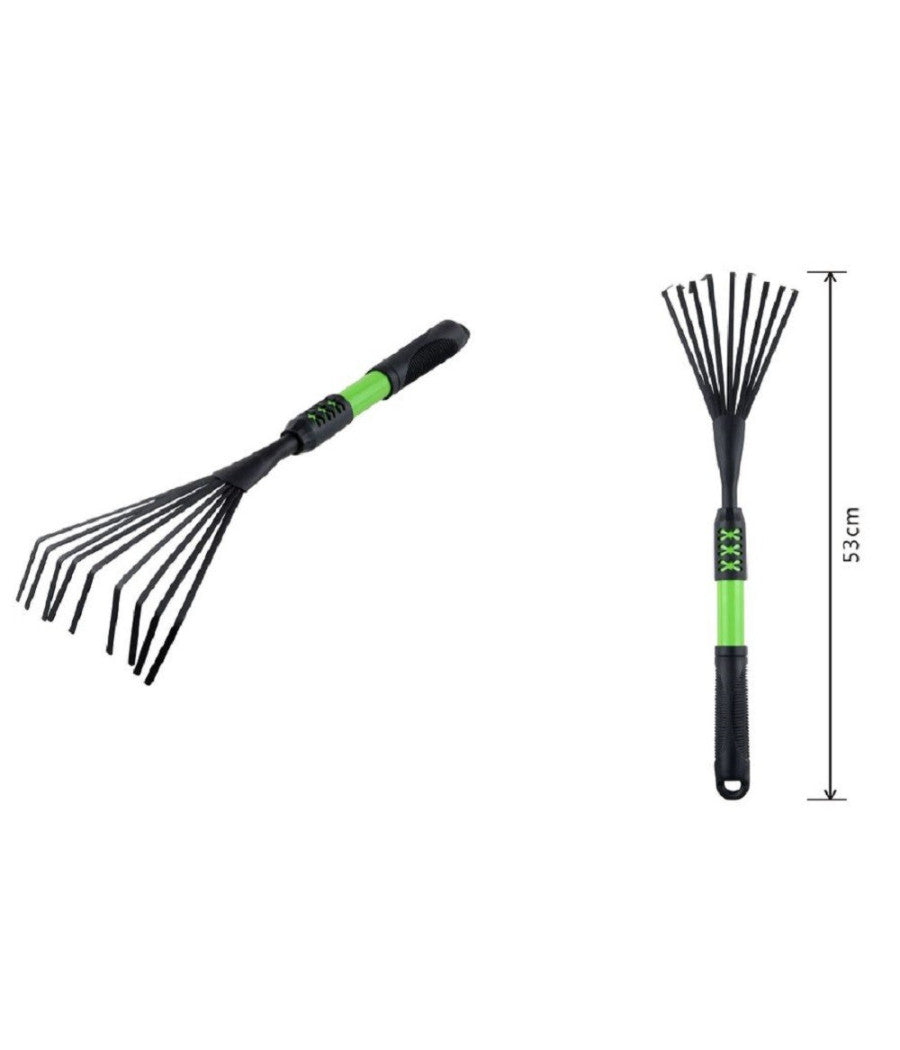 Rastrello Attrezzo Giardino Per Foglie Manico Con Impugnatura Gommata 53cm 90067         