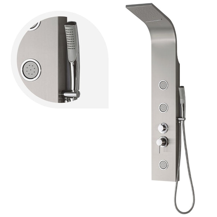 Ogomondo colonna doccia step acciaio inox 3 getti idro lombari e cascata h120xl20 *** confezione 1