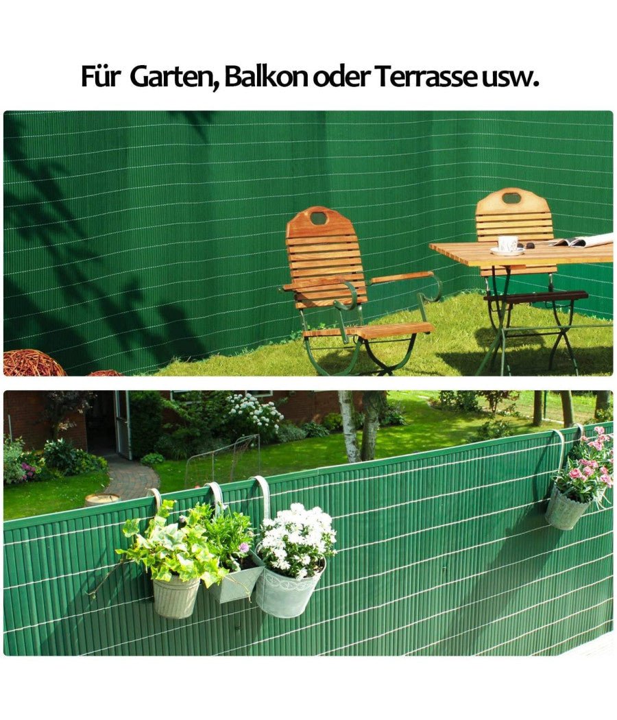 Recinzione Giardino Frangivista Per Balcone Canniccio Pvc Verde Esterno 1,5x3 Mt         