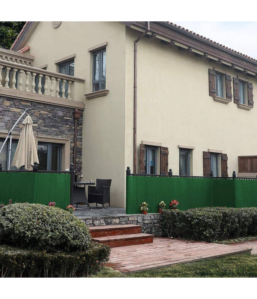 Recinzione Giardino Frangivista Per Balcone Canniccio Pvc Verde Esterno 1,5x3 Mt         