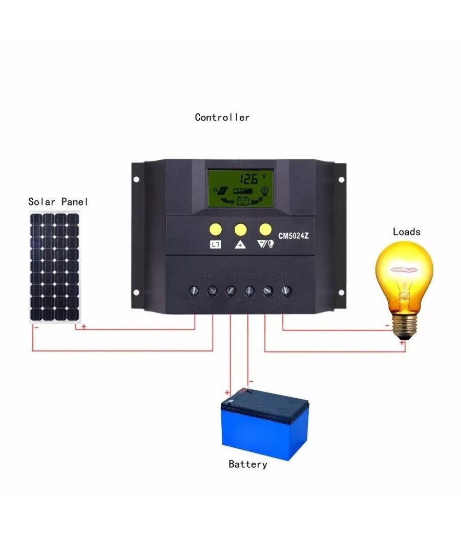 Regolatore Di Carica Solare Fotovoltaico 50a Led 12v /24v Per Pannello Solare         