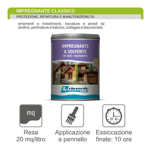 Renner vm 750ml impregnante a solvente per interni ed esterni, colori disponibili  castagno