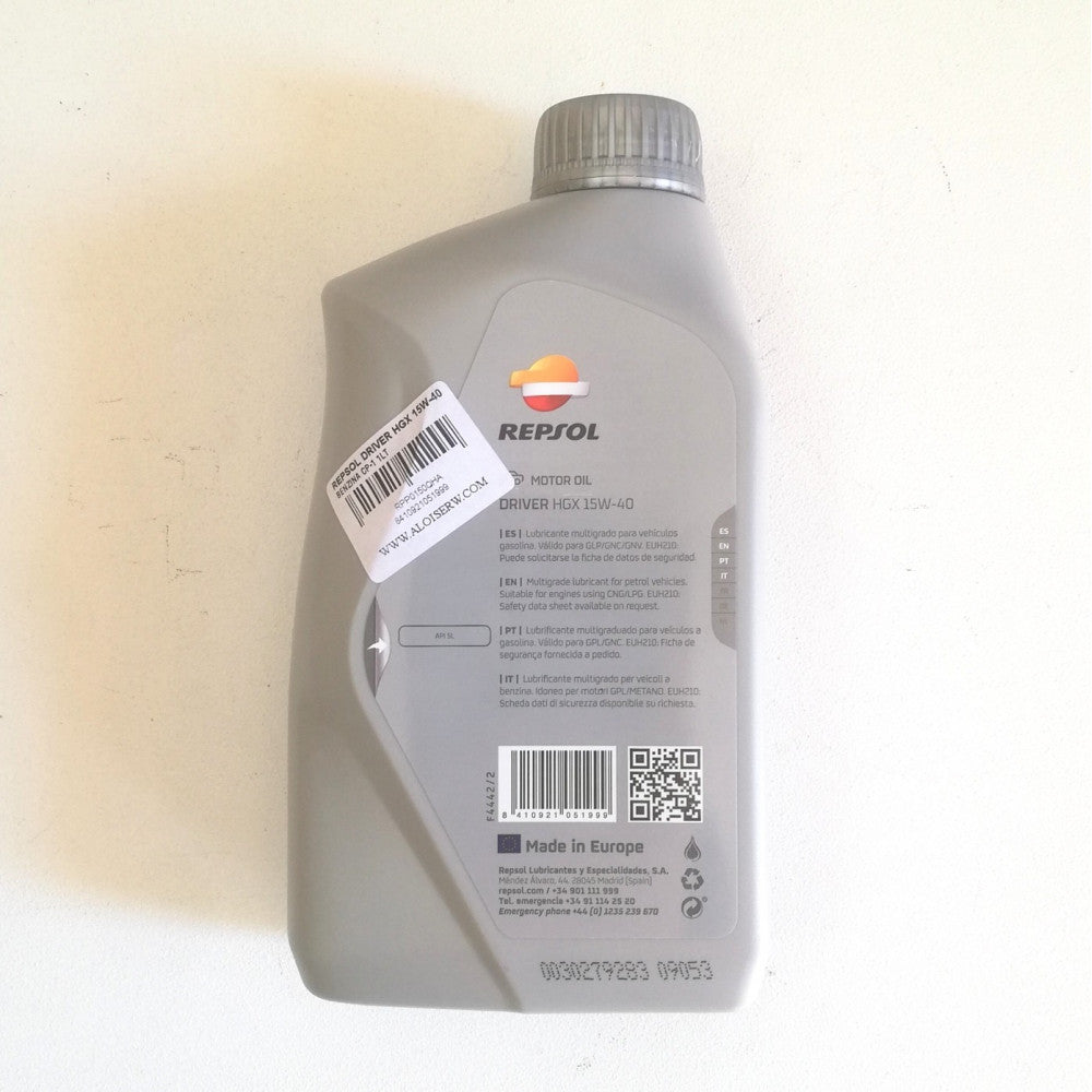 Repsol driver hgx 15w-40 1lt olio minerale per motori leggeri a benzina