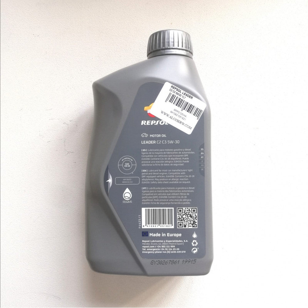 Repsol leader 5w30 1lt olio lubrificante sintetico c2 c3 per motori diesel e benzina