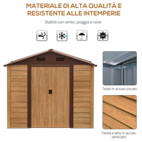 Casetta Box da Giardino Porta Utensili 196x236x208 cm in Acciaio Marrone