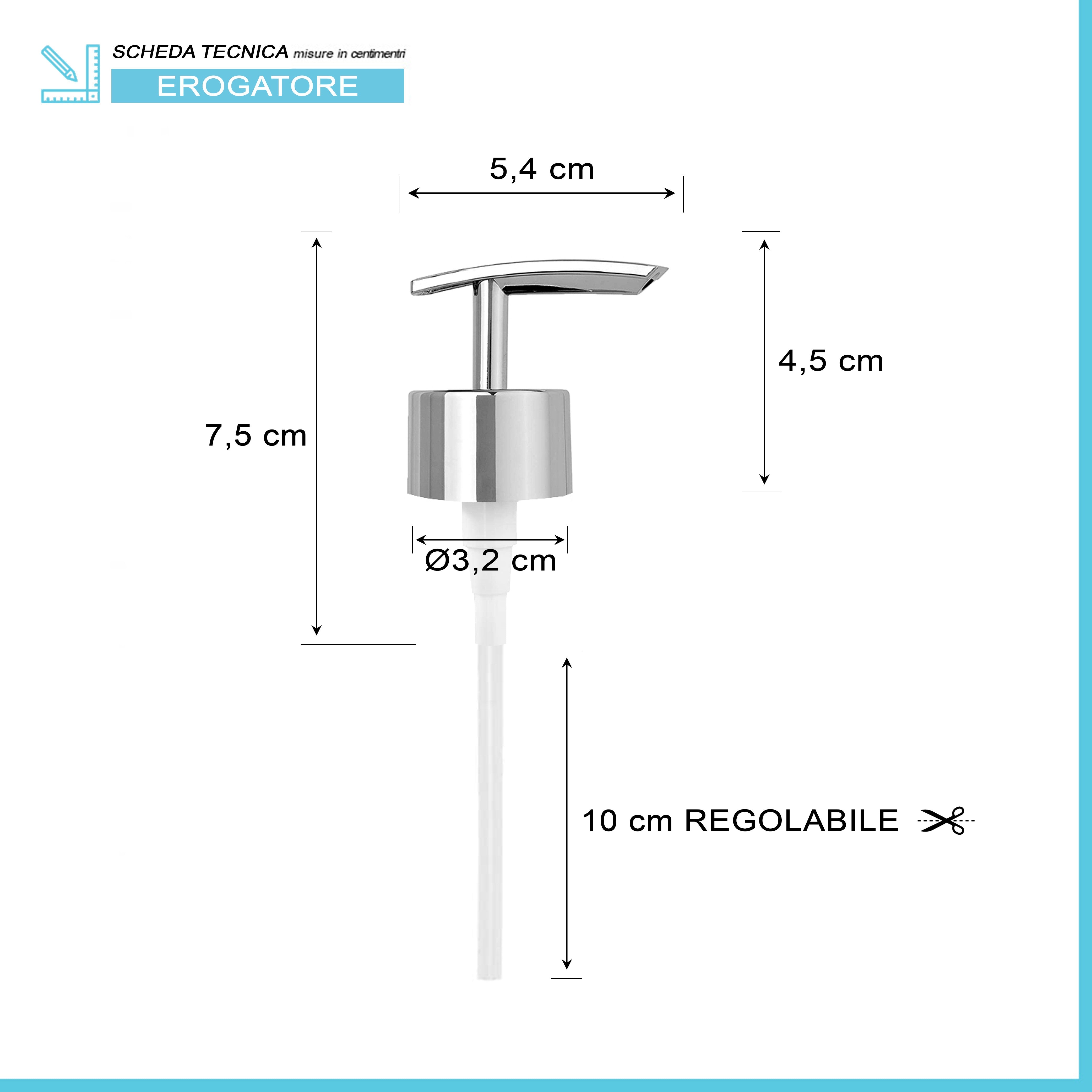 Ricambio pompa dispenser sapone cromo con design curvo 2 pezzi