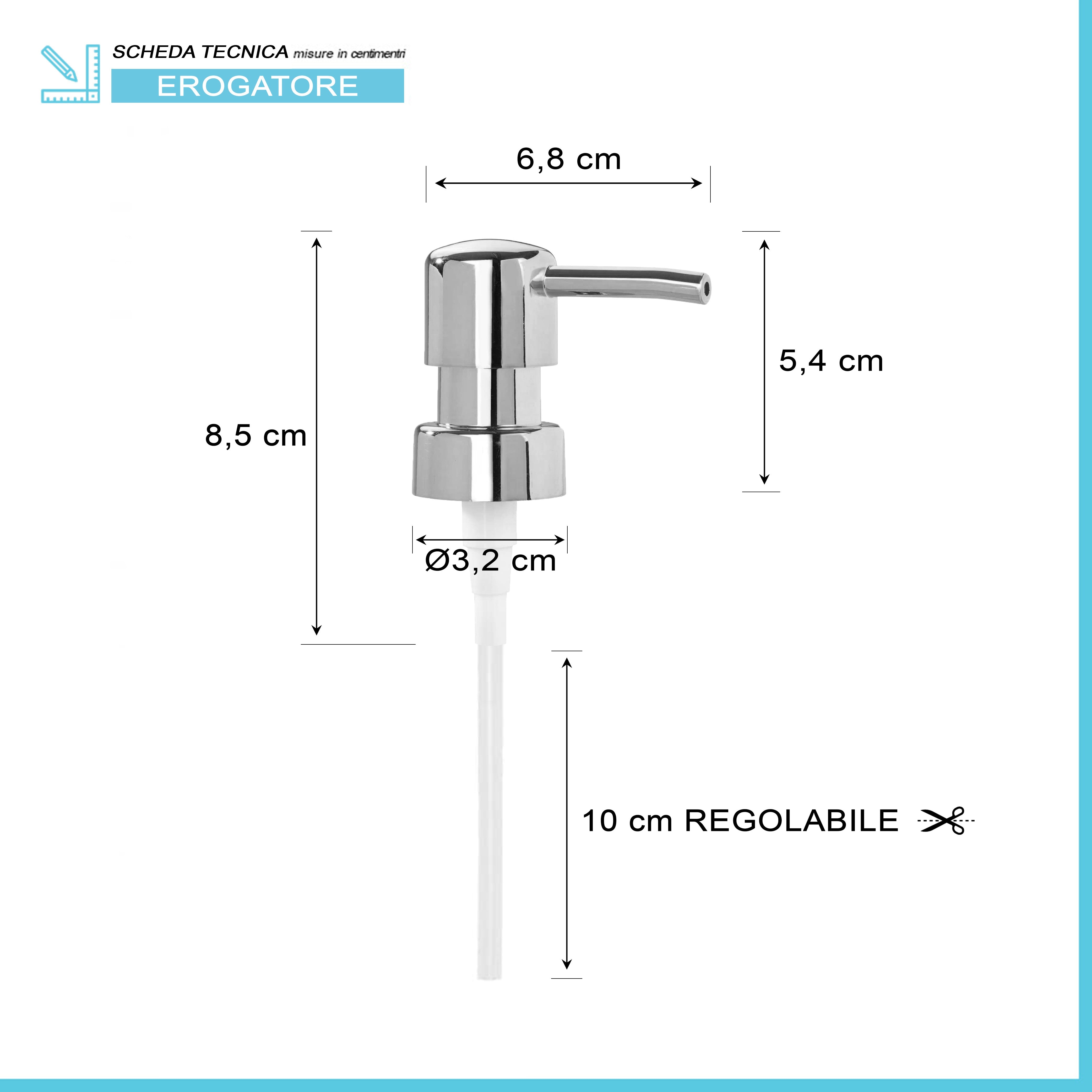 Ricambio pompa dispenser sapone cromo con design tondo 2 pezzi