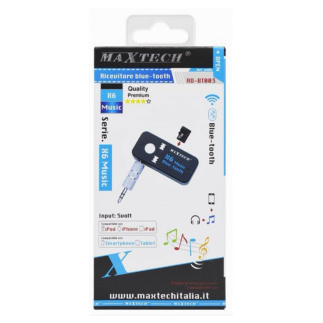 Ricevitore Bluetooth Adattatore Audio Portatile Microfono Incorporato Maxtech Ad-bt003         