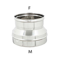 Riduzione inox 6 decimi aisi 304 da m 150 a f variabile, diametro 130mm