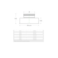 Riduzione inox aisi 304 da base quadra 200x200mm a tonda f variabile, diametro 120mm