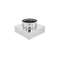 Riduzione inox aisi 304 da base quadra 300x300mm a tonda f variabile, diametro 220mm