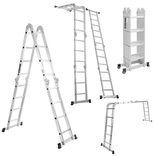 Boudech - RIG-4x4 Scala pieghevole multiuso in alluminio con piattaforma a ponteggio per impalcatura