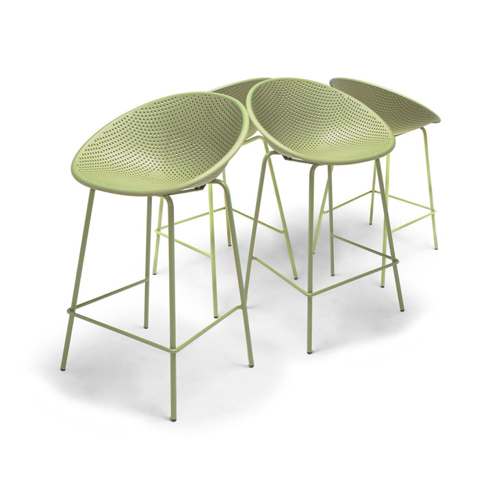 Rio - Set di 4 sgabelli da bar in PP verde stile moderno per interni di design verde