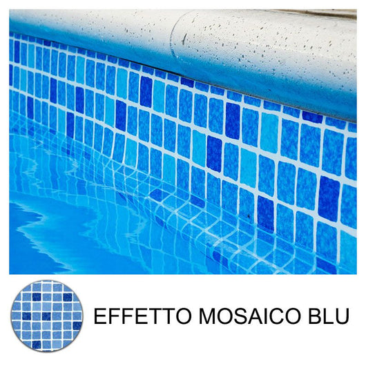 Bordatura Per Rivestimento Liner Elbtal Ultimate Border In Pvc, Rotolo Da 25 X 0,26 M - Effetto Mosaico Blu