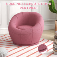 Poltroncina Mini Moderna con Imbottitura Spessa 60x56x48 cm in Peluche Rosa