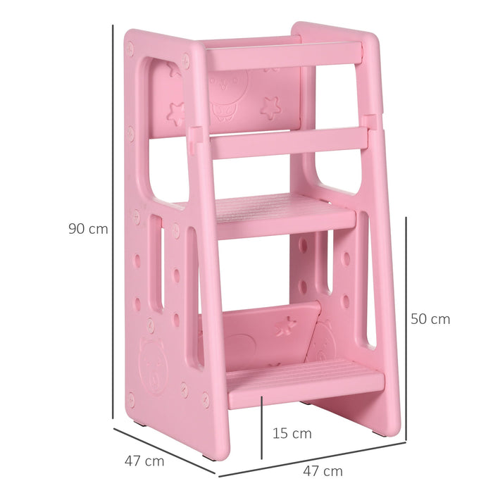 Scaletta per Bambini 3 Livelli 47x47x90 cm in HDPE Rosa