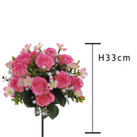 Set 3 Bouquet Artificiali di Rose e Gipsophila H 33 cm