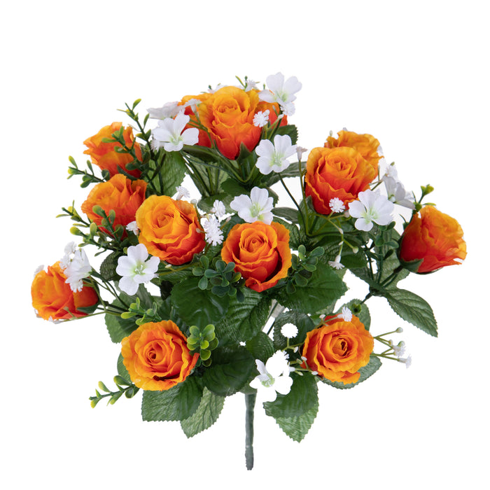 Set 3 Bouquet Artificiali con 13 Rose Gypsophila 33 cm