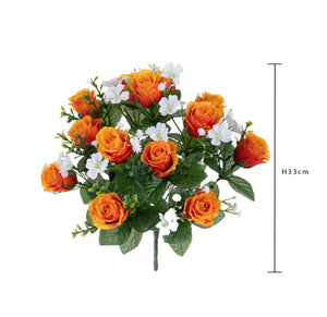 Set 3 Bouquet Artificiali con 13 Rose Gypsophila 33 cm