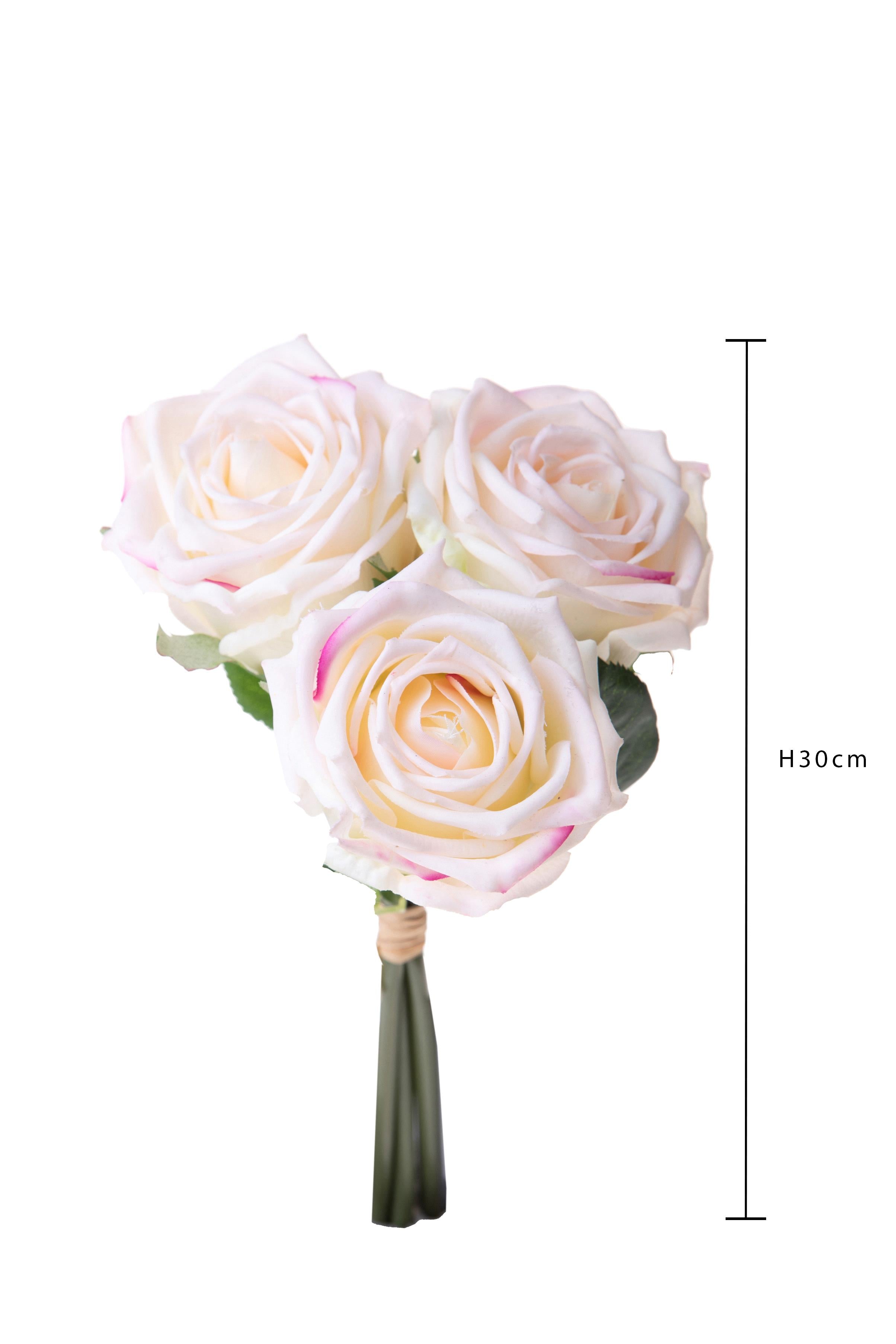 Set 2 Bouquet Artificiali Rose con 3 Fiori 30 cm Natale Touch