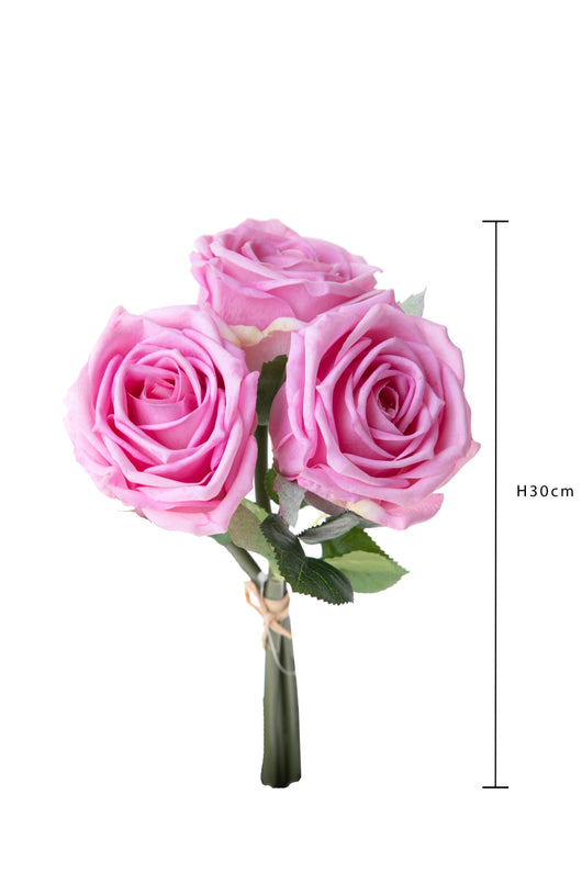 Set 2 Bouquet Artificiali Rose con 3 Fiori 30 cm Natale Touch