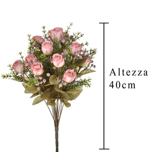 Set 2 Bouquet Artificiali di Rose Dry H 40 cm