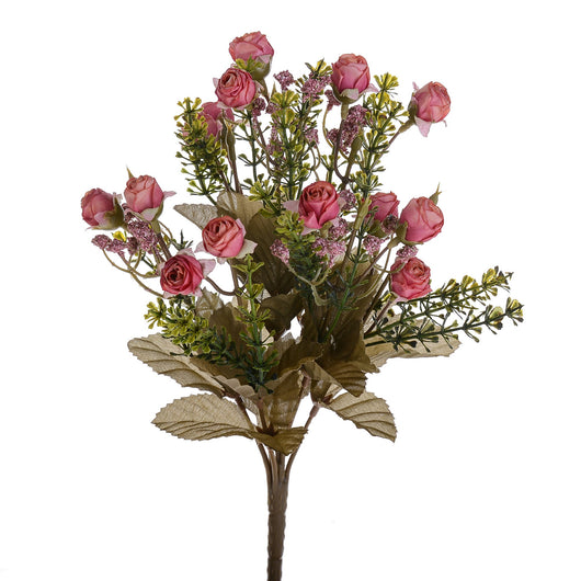 Set 3 Bouquet Artificiali Mini Rose Boccio 34 cm