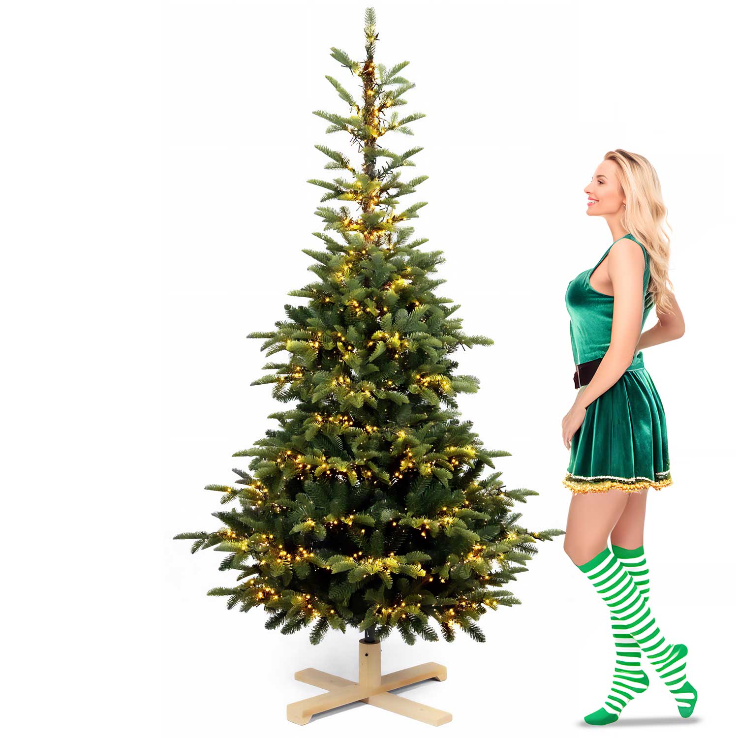 Claus WW - Albero di Natale effetto realistico con luci LED ø111x210H, 731 rami