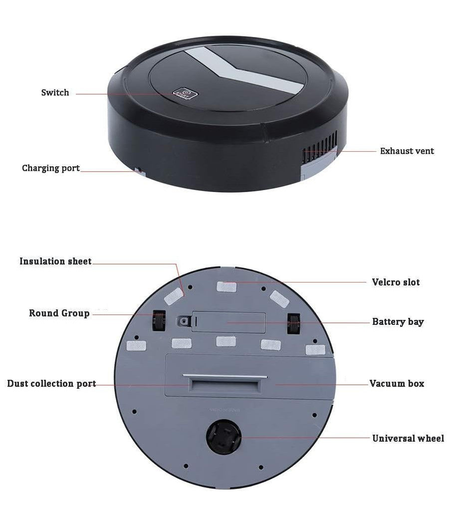 Robot Aspirapolvere Automatico Ultrasottile Smart 1500pa Silenzioso No Sacchetto         