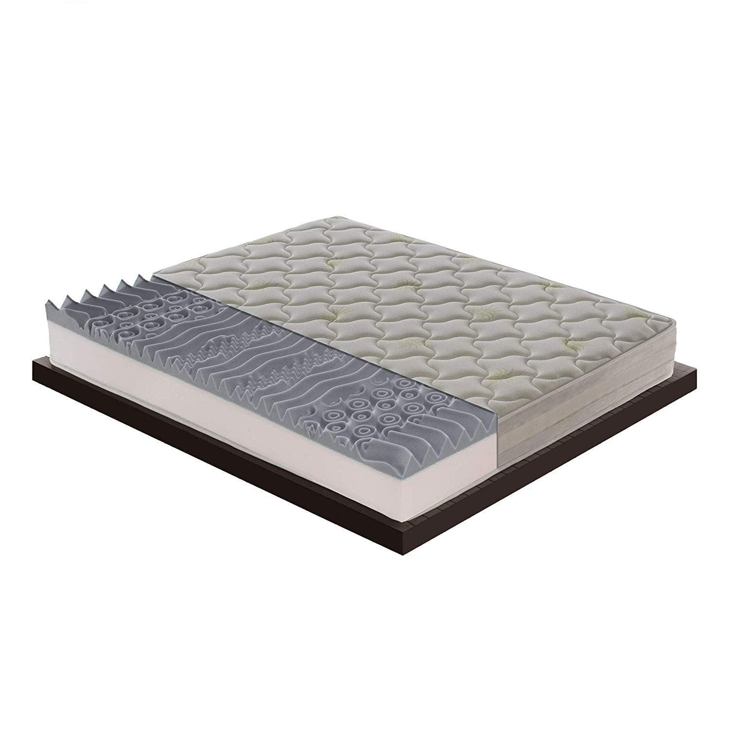 Materasso Singolo 90x200 in Memory Foam - Alto 25 cm - 5 cm memory foam - Rivestimento Aloe Gel rinfrescante - Ortopedico   