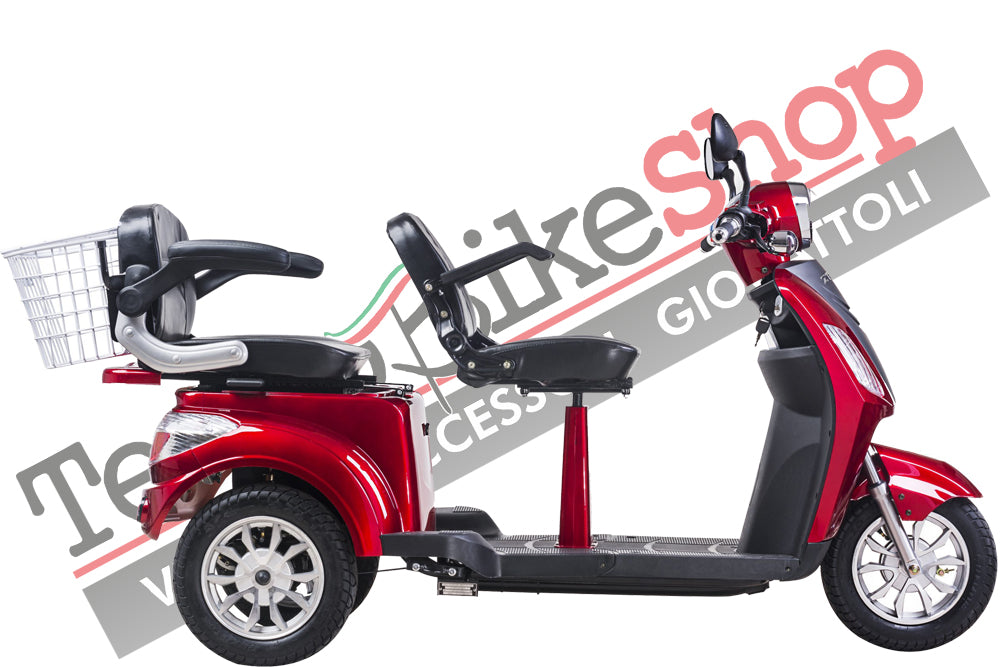 Scooter Z-TECH ZT-18  polliciTRILUX PLUS pollici3 RUOTE 2 Posti Diffperenziale per Disabili e Anziani colore Rosso