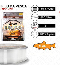 Rotolo Lenza Filo Da Pesca Bobina Da 100 Metri Diam 0,60 Mm Resistente In Nylon         