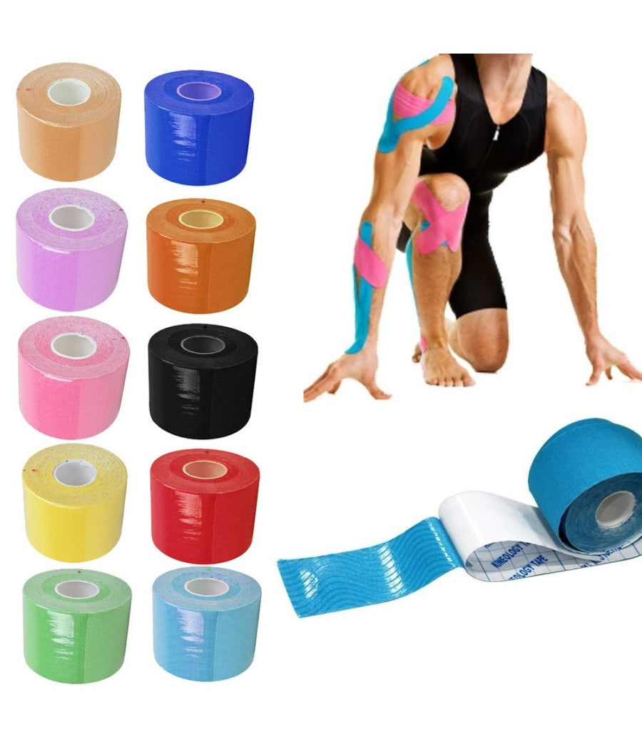 Rotolo Tape Kinesiologia Kinesio Nastro Elastico Per Supporto Muscolare Sport         