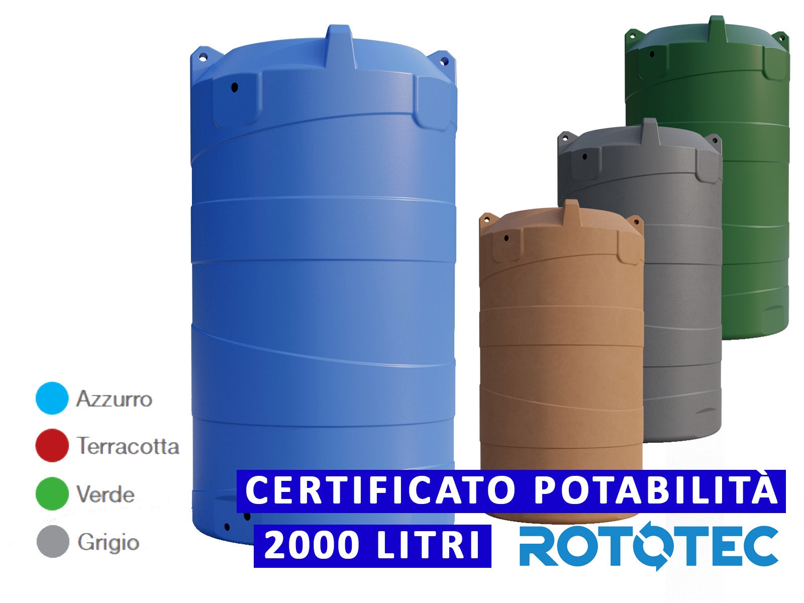 Serbatoio Da Esterno Rototec VERTICALE 2000 LT Polietilene Stoccaggio Acqua VERTIGO