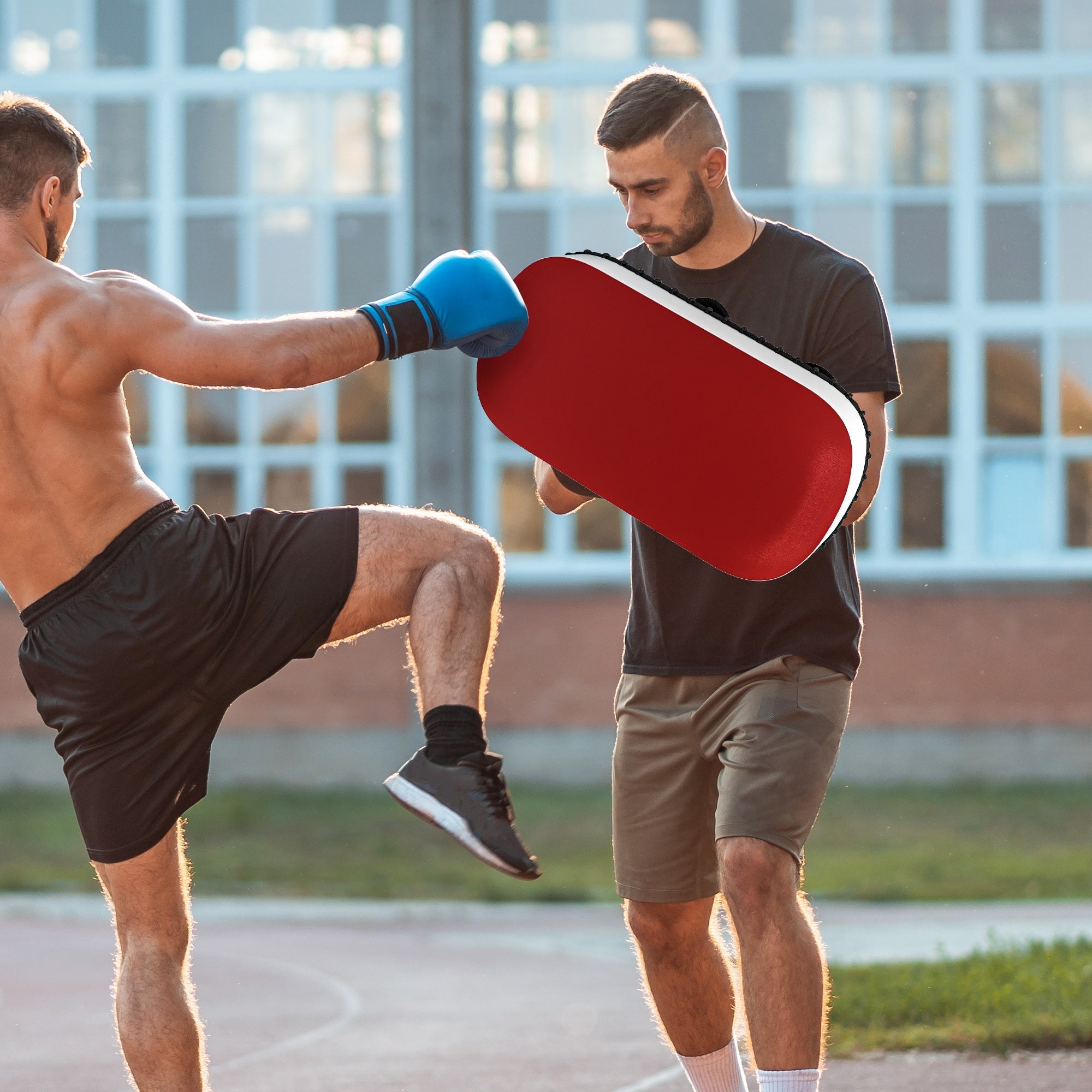 Colpitore Boxe e Muay Thai Imbottito per Braccio 38x20x18 cm in PU e EPE Rosso